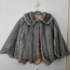 Vintage Sears Faux Fur Gray Capelet